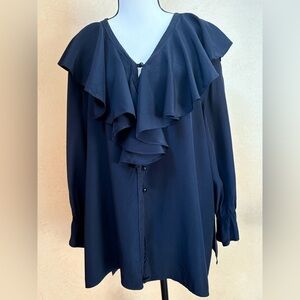 Black Ruffle Blouse - Size L